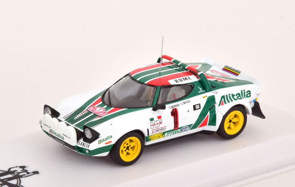 IXO 1/43 Scale Lancia Stratos HF Alitalia #1 Monte Carlo Rally 1977 Winner with Figure, IXO Lancia Stratos Munari/Maiga Diecast Car [Parallel Import]