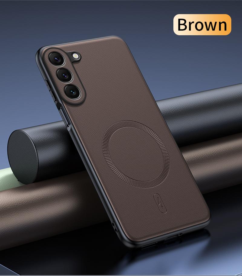 Чехол для Samsung S23 Магнитная кожаная защитная крышка для Samsung S23 Защита от отпечатков пальцев Нескользящий ПК+ТПУ