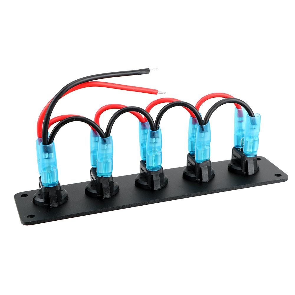 Круглая панель тумблеров-качалок для приборной панели 12-24В 5 клавиш Детали интерьера для автодома, лодки, яхты, морского автомобиля Морская Водонепроницаемая Синяя Светодиодная