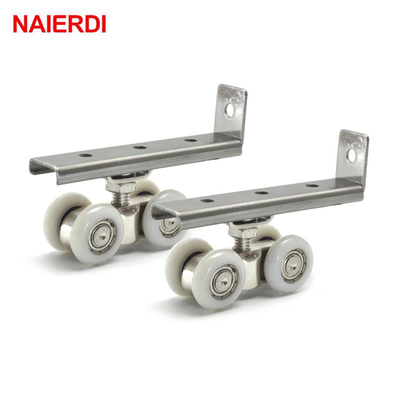 NAIERDI Stainless Steel Sliding Door Roller 30KG Home Room Wardrobe Door Hanging Wheels
