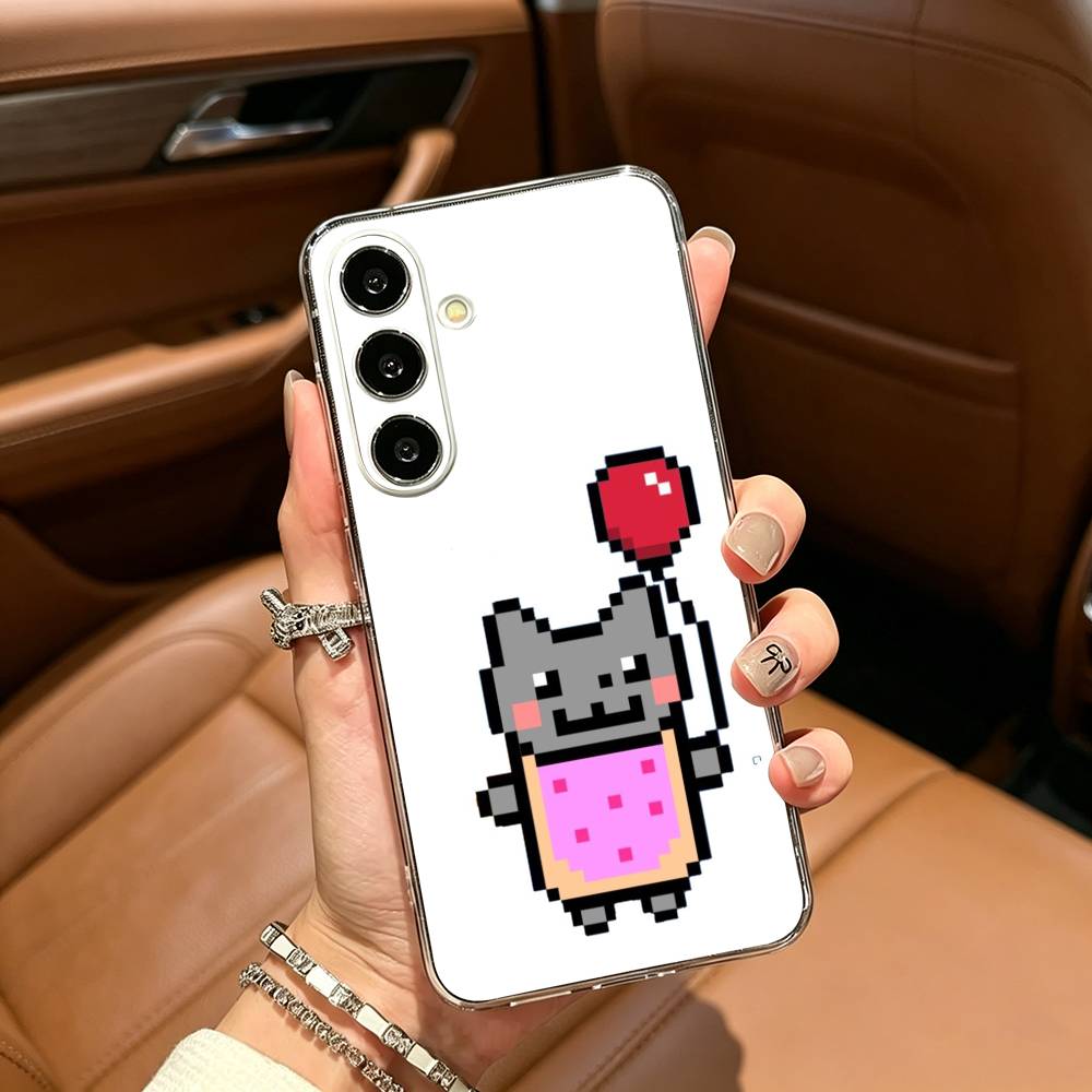Милый чехол-котик N-Nyan -C- для Samsung Galaxy A71,A70,A52,A51,A40,A30 Прозрачная крышка