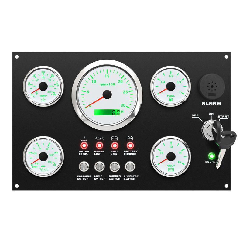 5 Gauge Set Instrument Dash Panel 85mm Tachometer +52mm Fuel Level Gauge Oil Pressure Meter Water Temp Voltmeter for 12V Custom