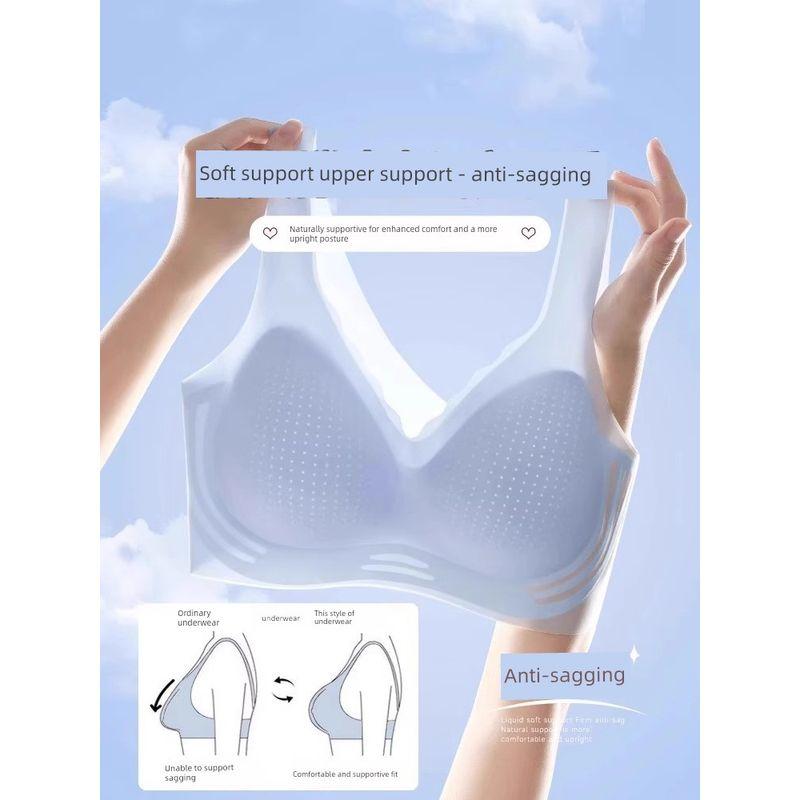 Summer Ultra-Thin Ice Silk Cool Quick-Dry Underwear for Women, Small Chest Gathering Sports Seamless Vest-Style Bra, One-Piece Design