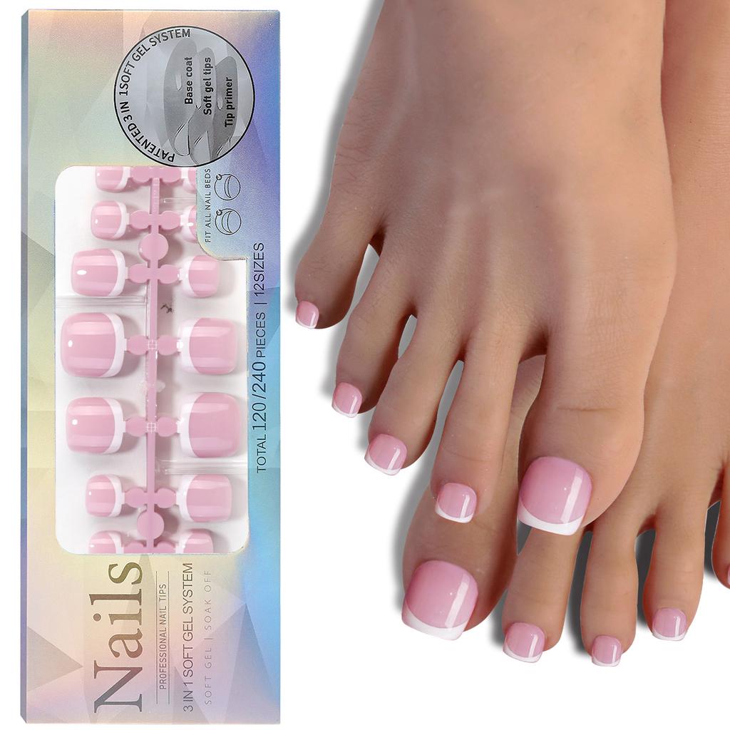 Nails French Toenails for Foot Nails Finished Wear Nails and Nails Matte Toenail Patches