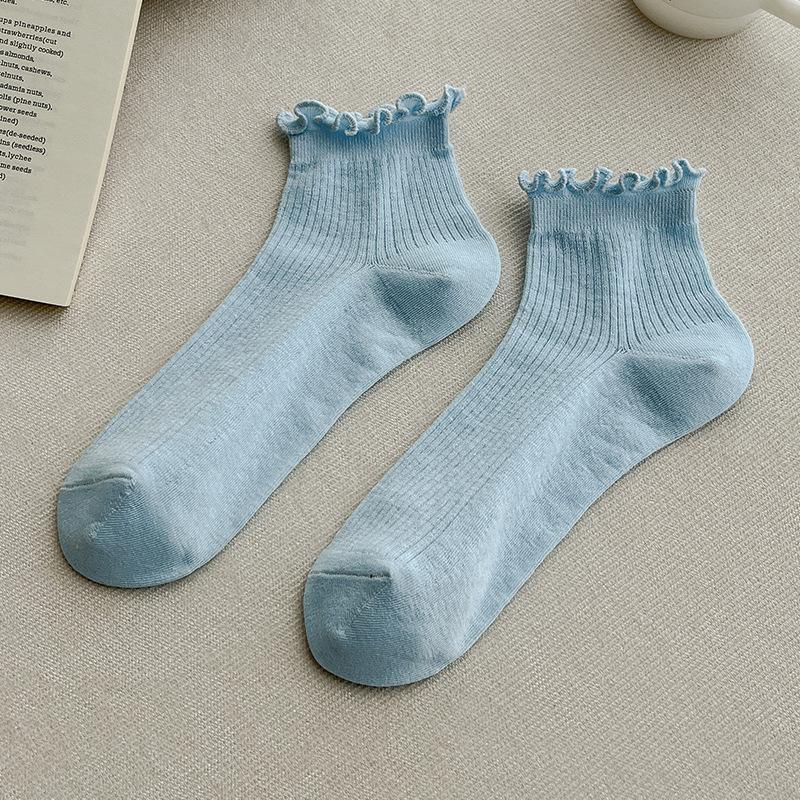 Female Spring and Summer Thin Style Draw A Mesh Lovely Cream Ear Ear Side In The Tube Socks