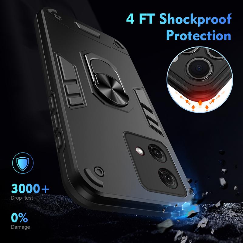 Противоударный чехол-накладка из твердого бронированного материала для Motorola Moto G82 G84 G85 Moto G84 Moto G85 с держателем-кольцом для автомобиля