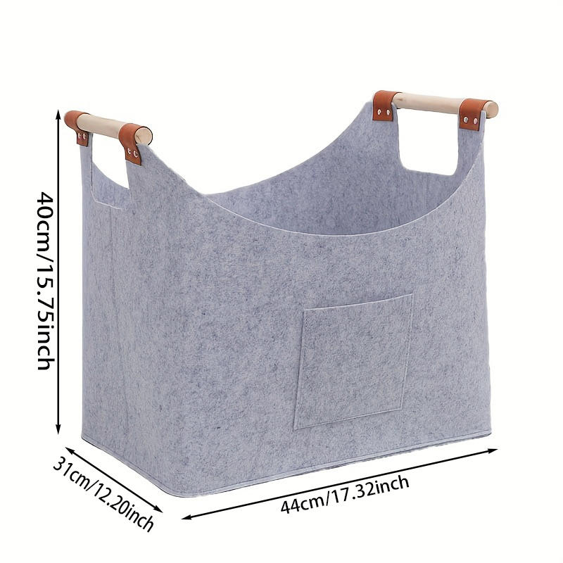 Felt Basket Firewood Box with Wooden Handles Foldable Firewood Basket Storage Basket for Firewood Wood Newspapers Clothes