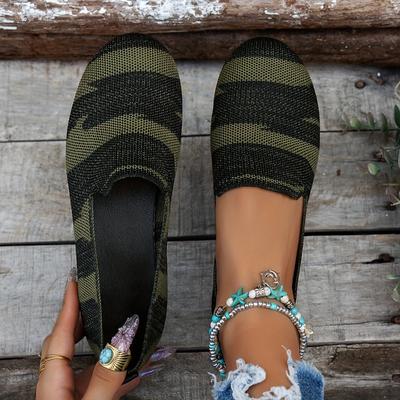 2025 Новая Мода Круглый Носок Плоская Женская Обувь Мелкий Вырез Ленивые Большие Размеры Стремена Повседневные Вязаные Одинарные Туфли