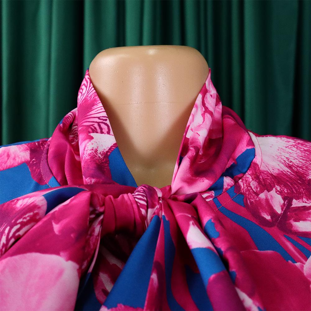 YYFS Женские модные повседневные костюмы с цветочным принтом и длинными рукавами на осень-зиму