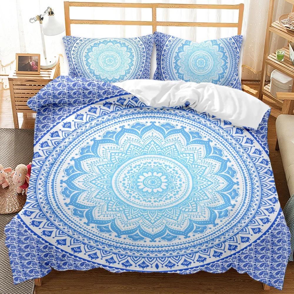 Bohemian Mandala Duvet Cover Queen Size Tie Dye Spiral Duvet Cover Hippie Boho Bedding Set Exotic Floral Polyester Qulit Cover