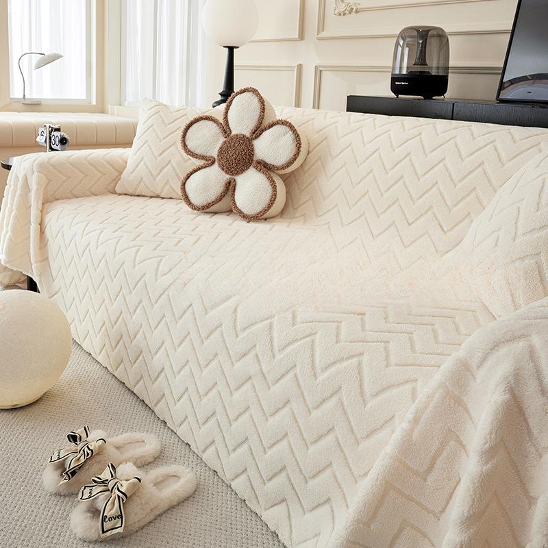 Cream Style Sofa Cover Towel High-Grade Comfortable Cotton Velvet Sofa Towel Plush Sofa Cover Cover Cloth