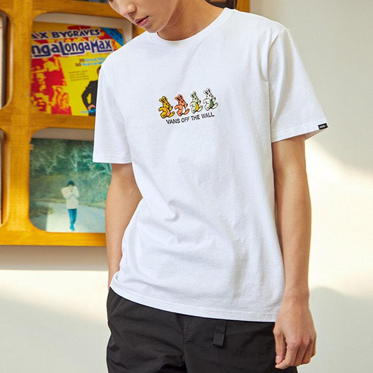 Vans T Shirts Unisex White Crew Neck Moderate Straight Fit (Unisex) T-Shirts VN0A7PYPWHT