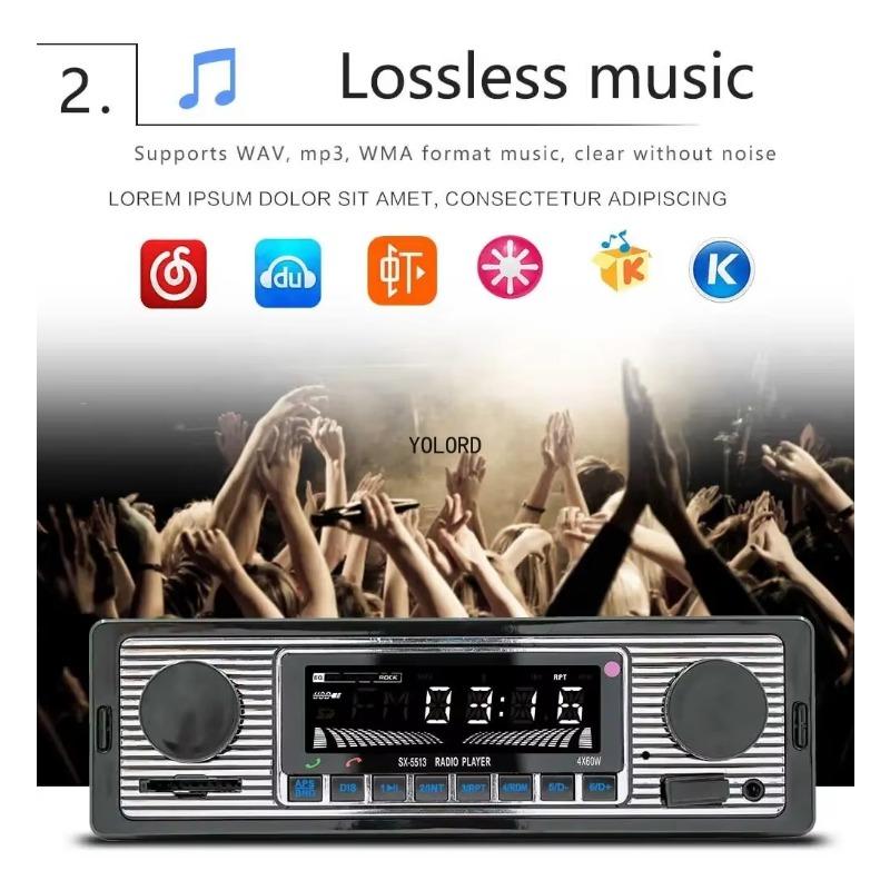 Автомобильный радиоприемник Bluetooth, винтажный MP3-плеер с двумя ручками, FM-тюнер, стерео, USB, AUX, классический автомобильный ретро-аудиоприемник, аксессуары для динамиков