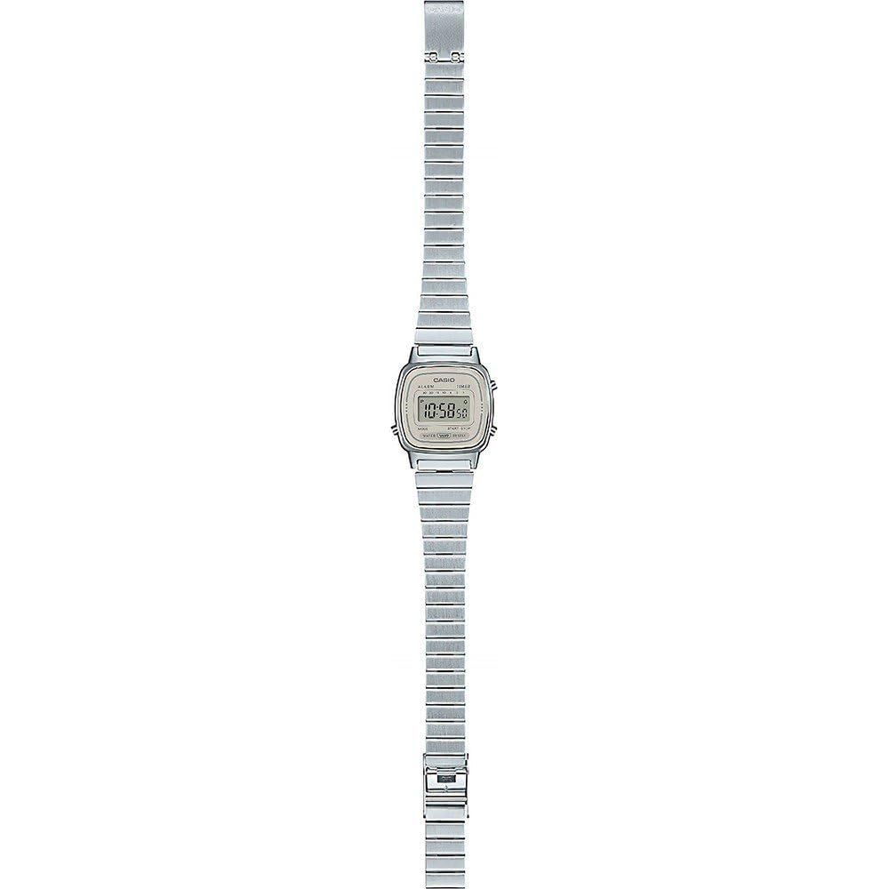 Женские цифровые кварцевые часы Casio LA670WEA-8AEF с браслетом из нержавеющей стали Серебристые