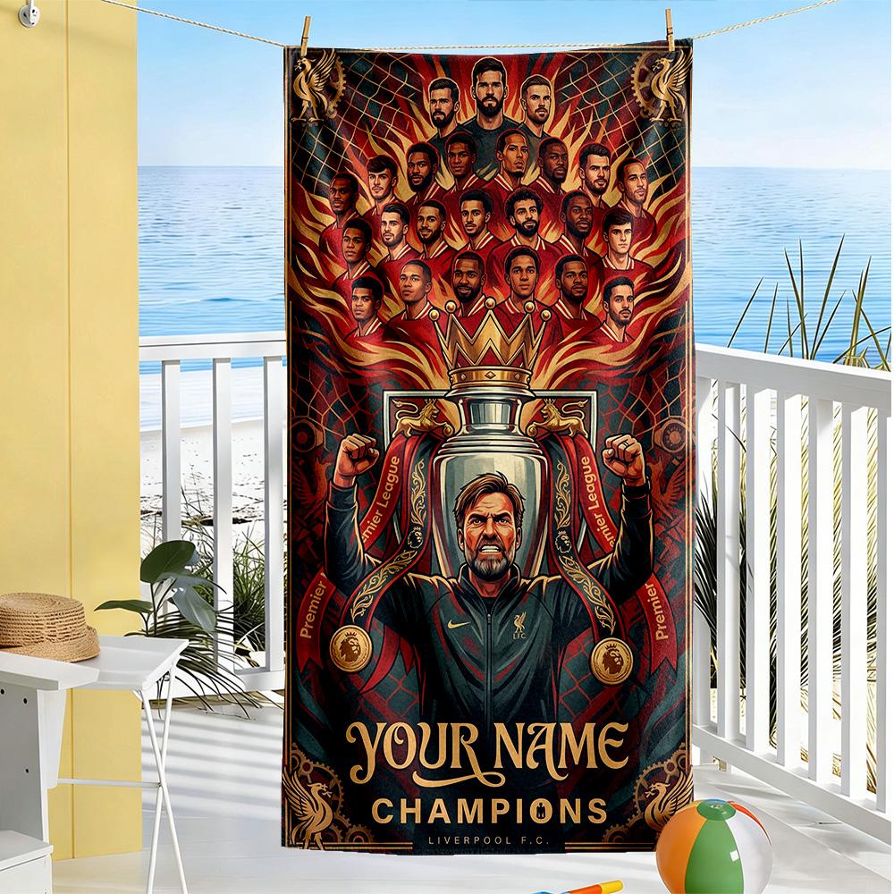 Liverpool Fc Customize Your Name Beach Towel Quickdry Soft Microfiber Perfect For Traveling Yoga Camping And Swimming