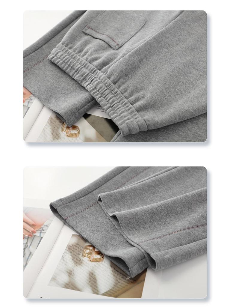 Женские серые спортивные брюки палаццо с высокой посадкой, коллекция весна/осень 2025 - Облегающие, свободные, повседневные спортивные брюки прямого кроя.