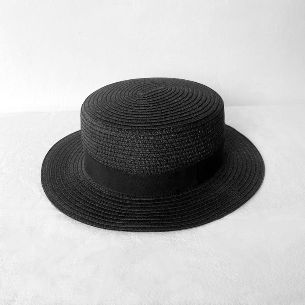 Соломенная шляпа во французском стиле, солнцезащитная шляпа Ins Flat Tops Cap для мужчин и женщин