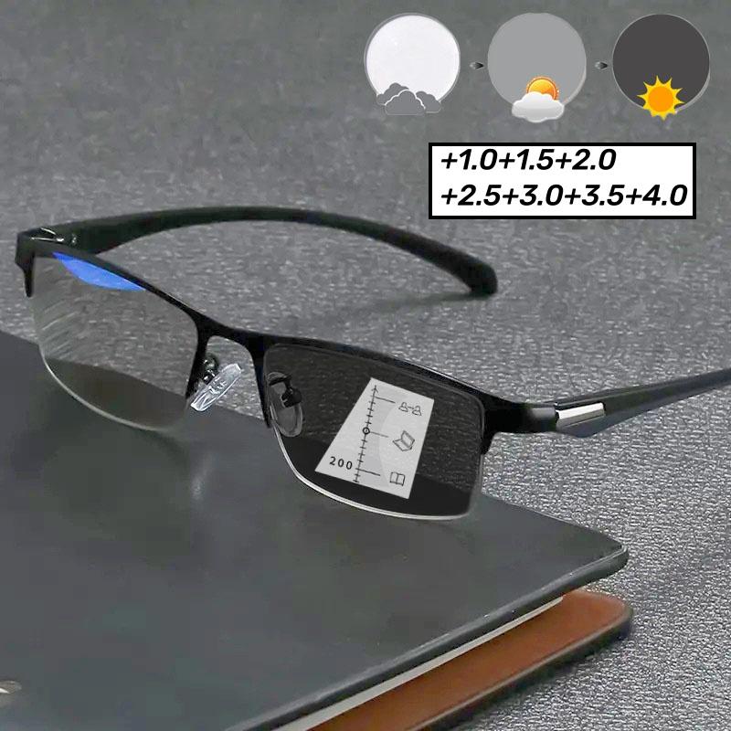 Унисекс Деловая Мода Фотохромные Очки для Чтения Мужские Женские Ретро Прогрессивные Очки для Дальнозоркости Меняющие Цвет Пресбиопия