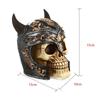 Viking-style Skull Helmet Figurine, Vintage Decorative Craft,Skull Personality Piggy Bank Halloween Decorative Artifact