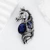 1/2 шт. Брошь Металлическая булавка с дизайном головы лошади с блестящими стразами, овальные цветные искусственные кристаллы, застежка-значок, для курток, шарфов, сумок, аксессуары