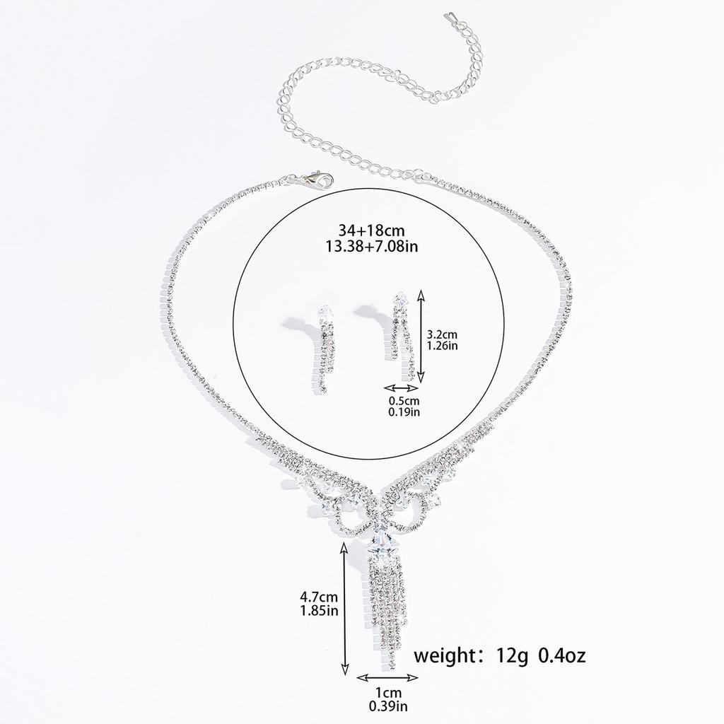 3PC Women's Fashion Hollow Design Tassel Necklace Earrings Jewelry Set Wedding Banquet Party Holiday Gift