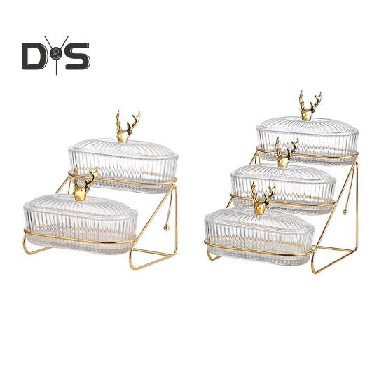 3-уровневый поднос для сухофруктов с подставкой для орехов, стильная крышка из лося, прочная пластиковая железная рама, фруктовая тарелка, модный скандинавский поднос для закусок, фруктов, конфет, орехов