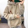 Spring and Autumn Women's Fashionable Plus Velvet Thickened Embroidered Hooded Sweatshirt