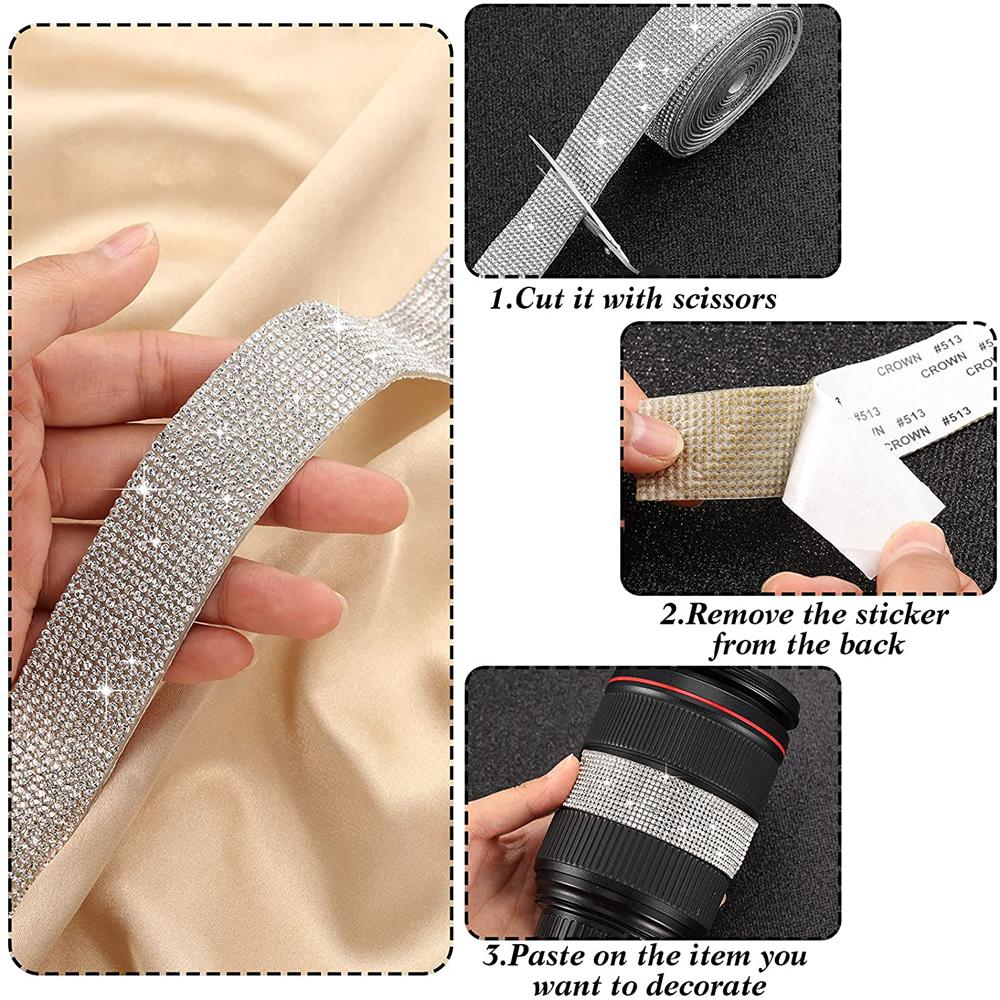 Arts Crafts Phone Decoration Self-Adhesive Rhinestone Crystal Sticker Trim Tape Diamond Ribbon