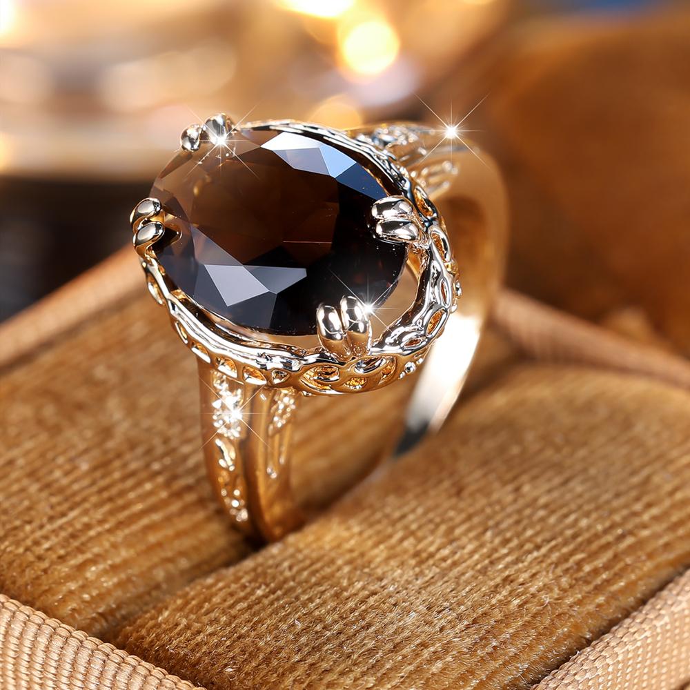 Роскошные кольца в форме яйца с кубическим цирконием для женщин и мужчин, обручальные кольца цвета желтого золота, ювелирные изделия, подарок