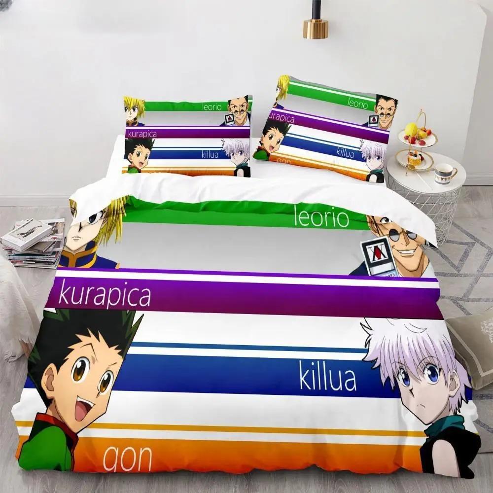 Набор постельного белья Hunter X Hunter 3D Пододеяльник Постельное белье Японское аниме Двуспальный Queen King Наволочки Полиэстер 3D-печать Аниме