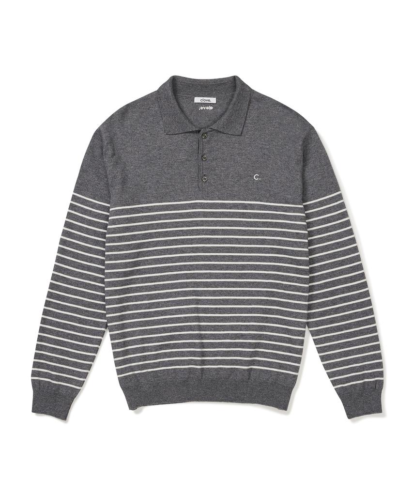 CLOVE [24Fw Clove] Stripe Polo Knit (Grey)