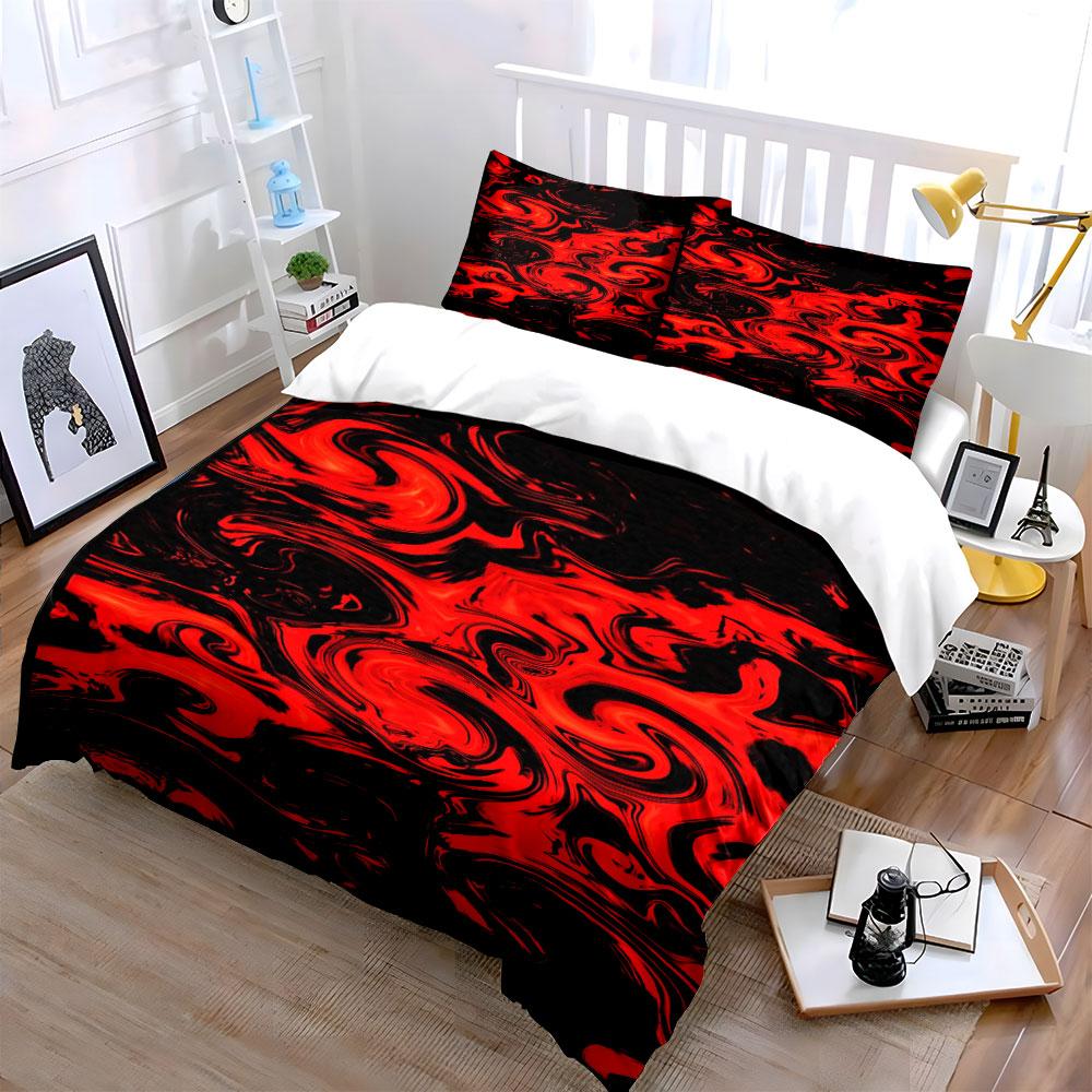 Red and black swirls. Bedding sets Duvet cover sets Duvet covers Pillowcases(1* Duvet Cover 2* Pillowcases without duvet insert)