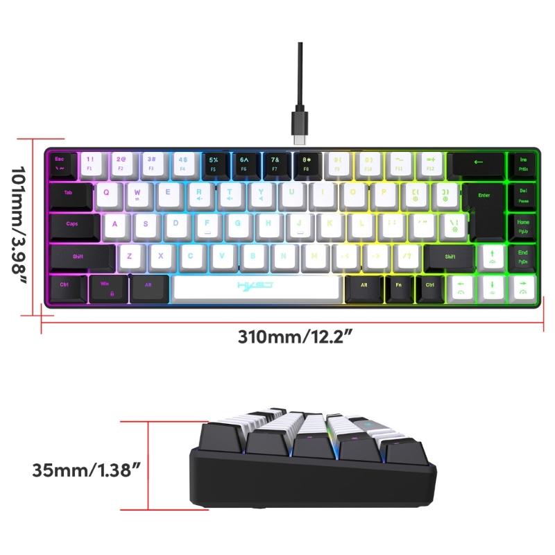 Мембранная игровая клавиатура V200, 68 клавиш, 20RGB-подсветка, мембранная клавиатура, кабель USB TypeC для геймеров и офисных работников