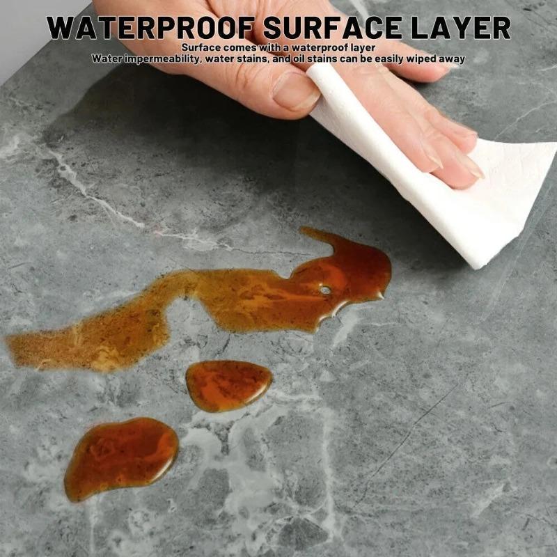 Thick Imitation Marble Self-Adhesive Floor Stickers Wall Tiles Non-Slip Waterproof Vinyl Sticker for Kitchen Bathroom Renovation