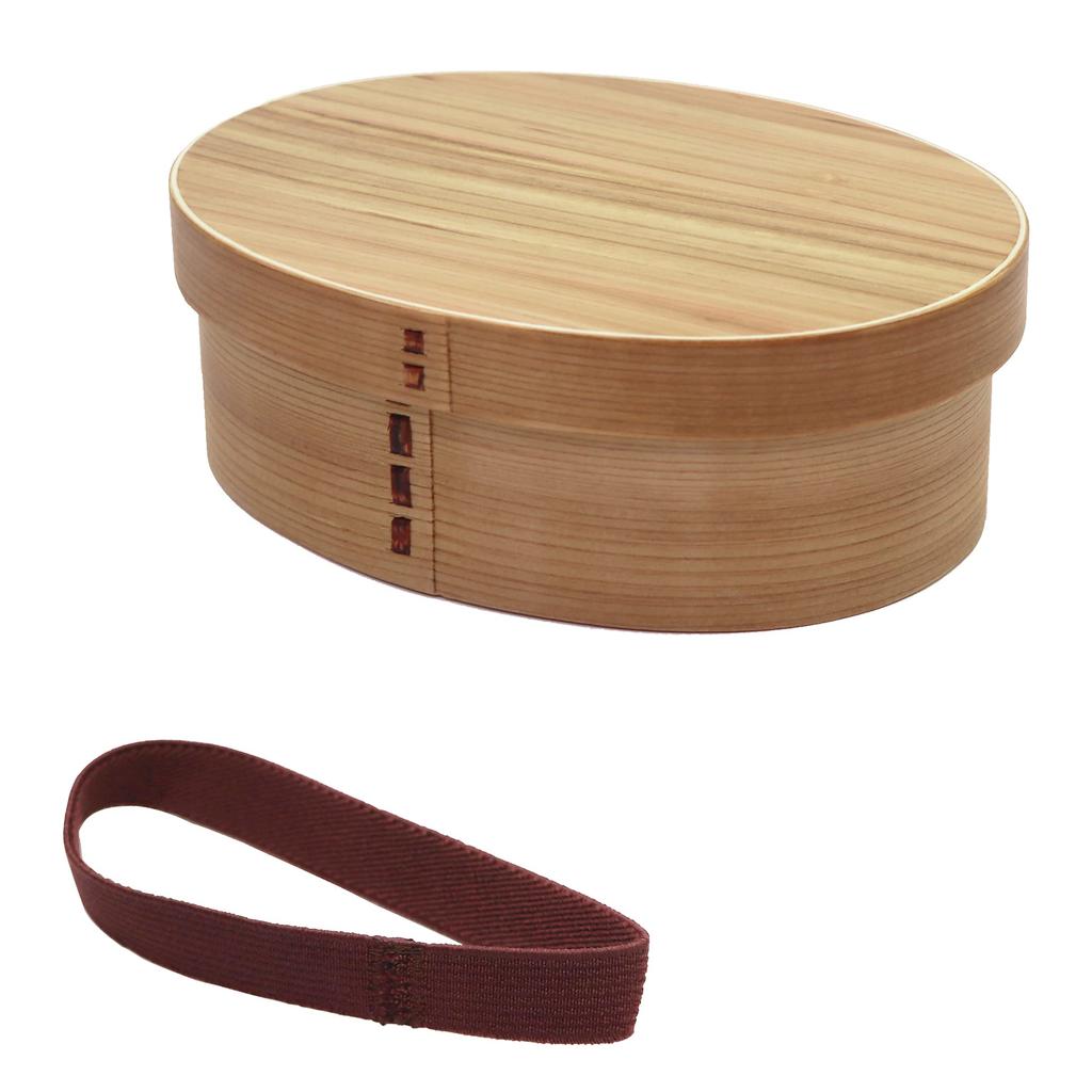 Osaka Choseido Magewappa Bento Box with Dividers and Lunch Band Brown (Oval, 550cc, Band)