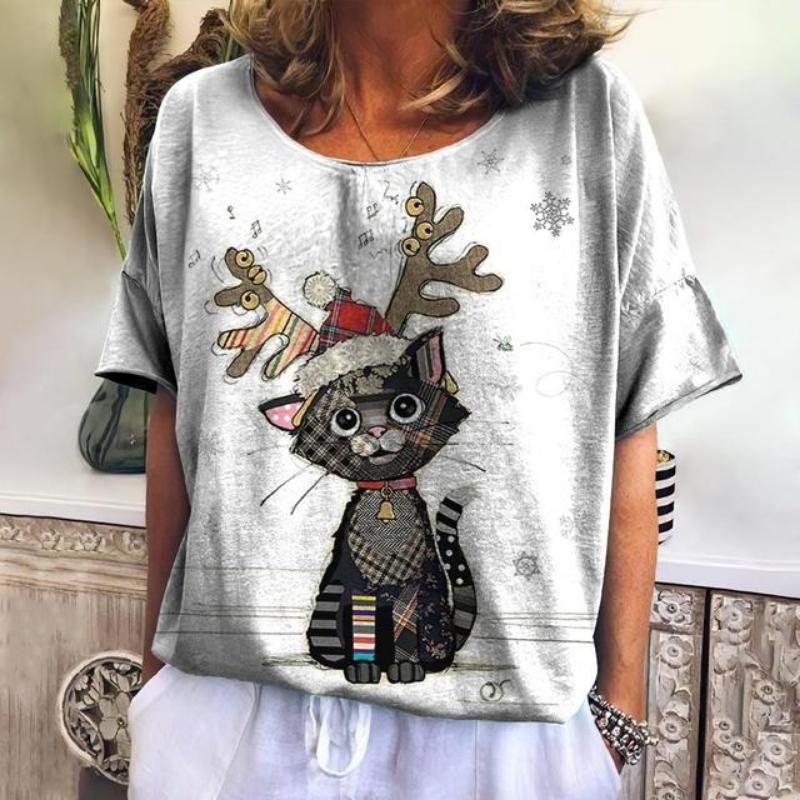 Модная женская футболка с принтом 3D Kawaii Cat, футболки, топы 2022 года, новая футболка с коротким рукавом Harujuku Animal, свободная женская одежда больших размеров
