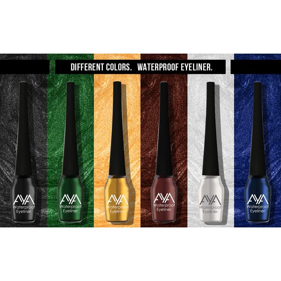 Водостойкая и стойкая подводка для глаз, набор из 4 шт. (Черный, Коричневый, Синий, Зеленый), 20 мл - гель, металлик