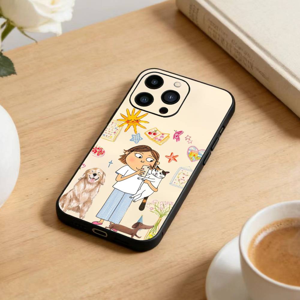 Charlie and Lola Cartoon Phone Case For iPhone 17 16 15 14 13 12 Max Plus Silicone Black Cover