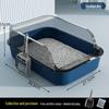 Extra Large Semi-Enclosed Cat Litter Box with High Fence & Scoop