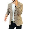 Высококачественный модный мужской клетчатый пиджак Весна/Осень 2025 с нагрудным значком