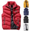 Autumn Winter Men Vest Cotton Padded Solid Color Zipper Windproof Thickened Sleeveless Jacket Streetwear