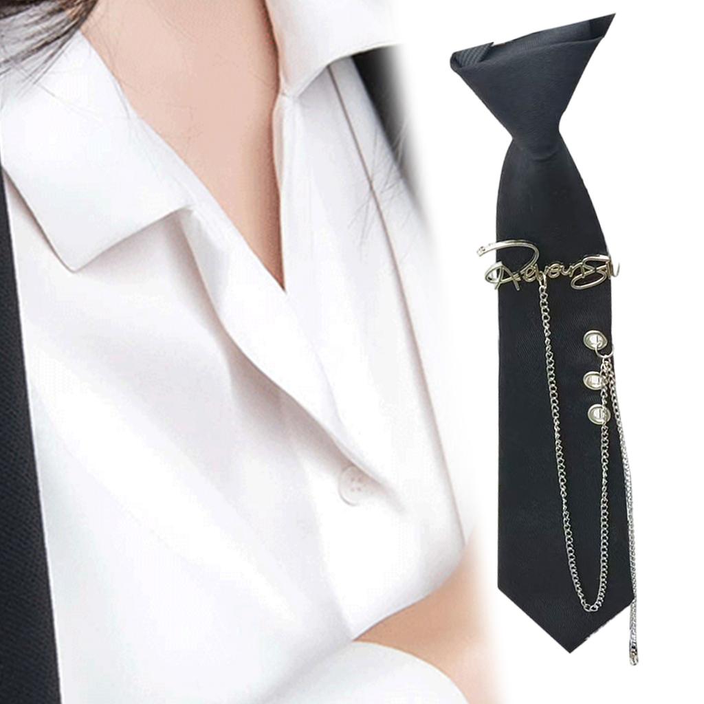 Japanese Shirt Tie for Nightclub Tassels Chain Tie Knotfree School Event Suit Tie for Stage Performances Punk Neckpiece