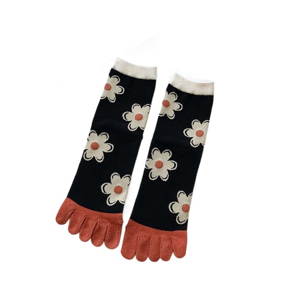 Breathable Five Finger Tube Socks Flower Toe Mid-calf Socks Soft Split Toe Short Socks  Daily