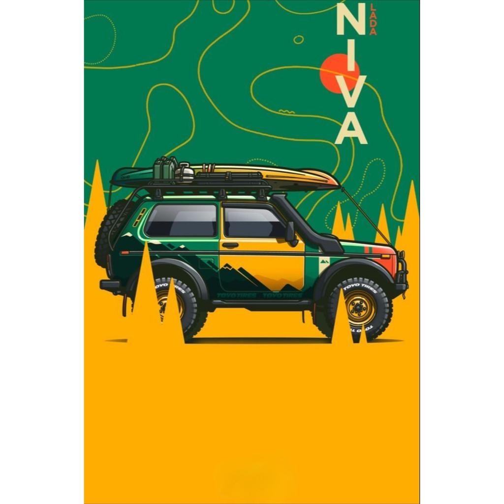 Винтажная металлическая табличка Lada Niva Декор для гаража Настенное искусство