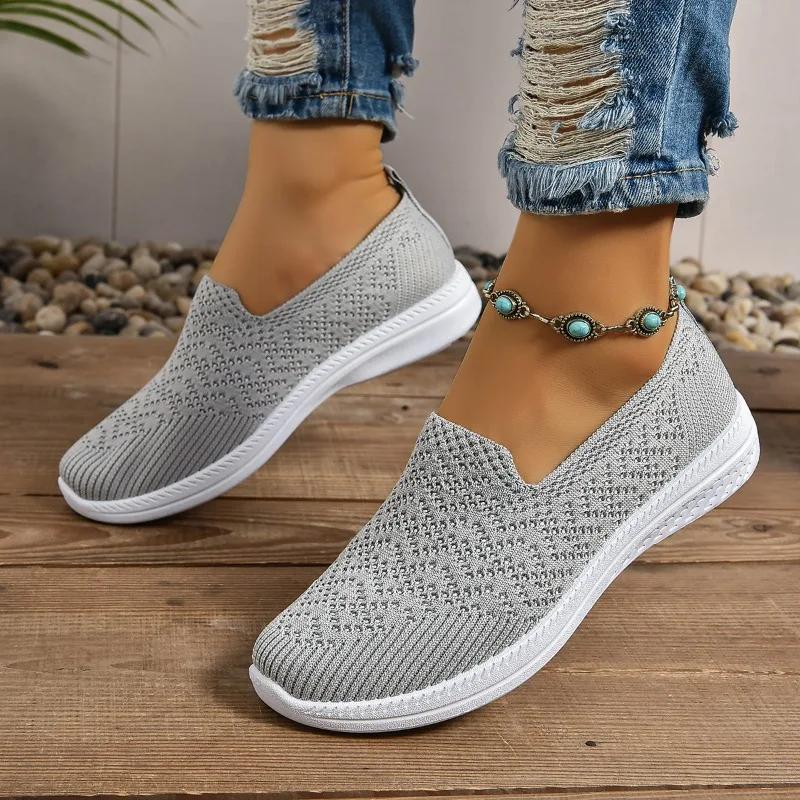 Модная женская обувь 2024 года, высококачественные женские туфли из вулканизированной кожи с неглубокой подошвой, модная женская повседневная обувь с круглым носком, новые легкие сетчатые кроссовки