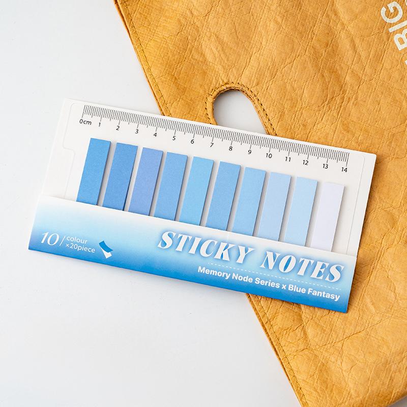 200 Sheets Morandi Colorful Sticky Notes Index Tabs Writable Page Markers Bookmark Flags With Ruler For Notebook