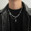 Cross Star Necklace for Men Unisex Hiphop Star Pendant Necklaces Punk
