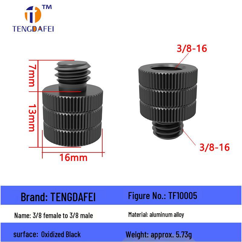 Reversible 1/4" Male To 3/8" Female Adapter for Camera Tripod Ball Head with M4-M8 Conversion Screws
