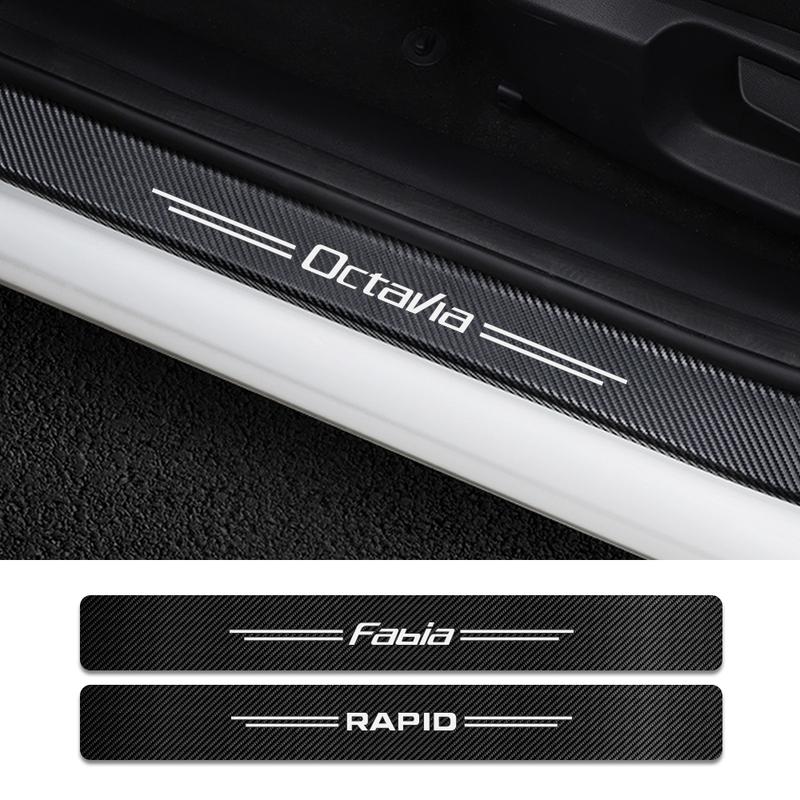 Наклейки на пороги автомобиля для Skoda Octavia Roomster Fabia Rapid Scala Superb Karoq Kodiaq Kamiq Citigo Автомобильные защитные аксессуары