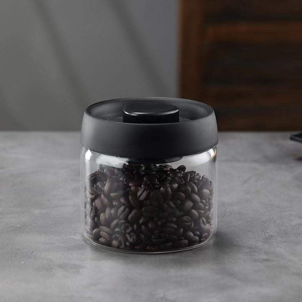 Press Type Coffee Bean Storage Jar Manual Glass Coffee Jar Vacuum Sealed Jar  Home Use